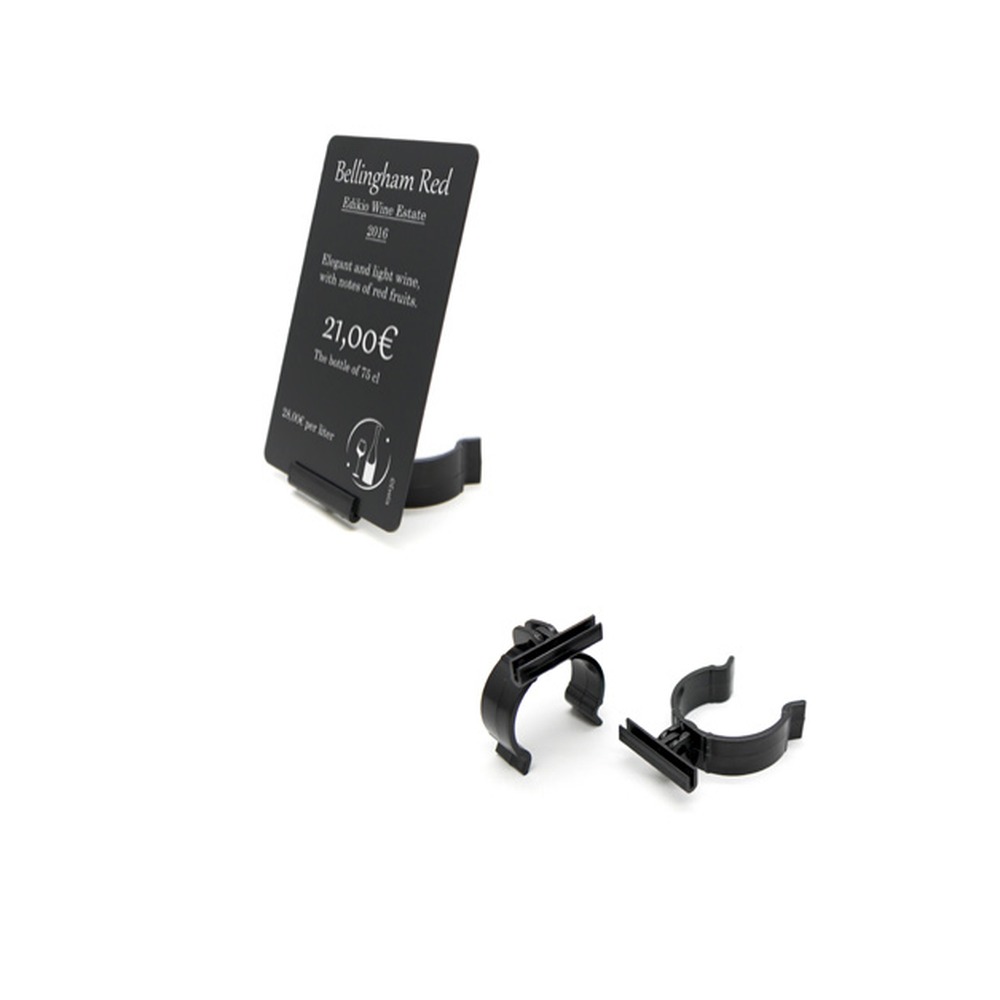 Edikio Bottle Neck Tag Holder, Black (Pack of 10)