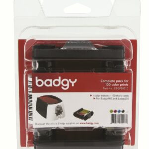 Badgy Colour Ribbon and Card Pack, YMCKO, 100 Prints