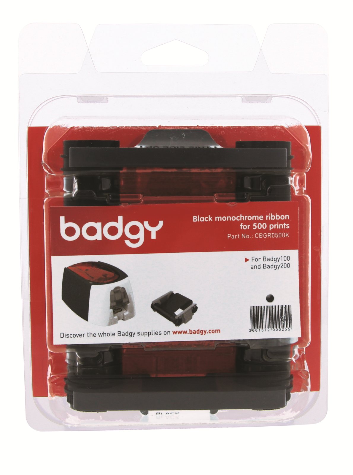 Badgy Monochrome Ribbon, Black, 500 Prints